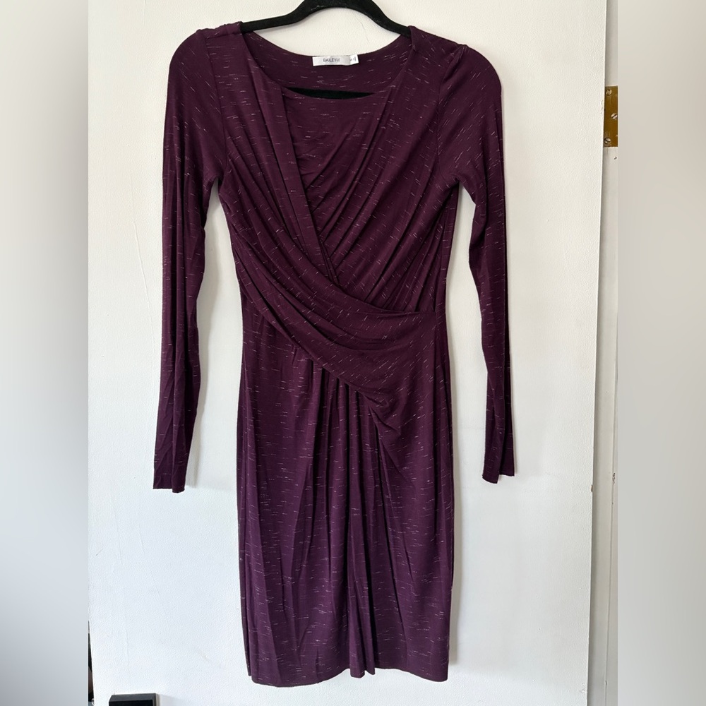 Bailey 44 Anthropologie Dress Size Small Purple Cross Sleeve Knee Length